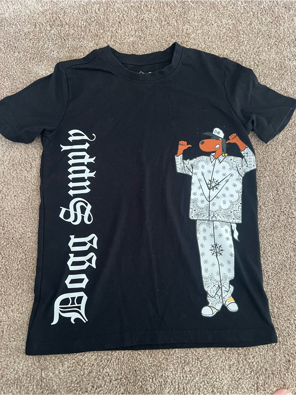 Black Kids Short-Sleeve Tee snoop dog with Bandana-Print Character